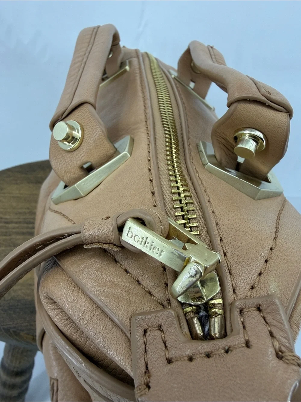 Botkier Flatiron Mini Satchel Small Camel Tan Leather Purse Crossbody Bag